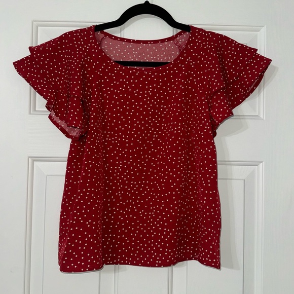 SHEIN polka dot butterfly sleeve Blouse size small - Picture 5 of 6